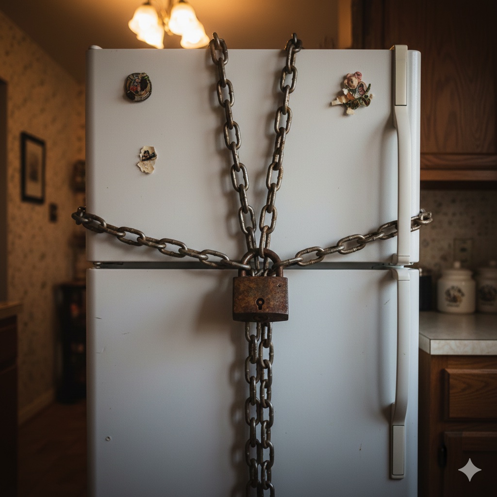 a locked up fridge in honor of my 72 hour fast